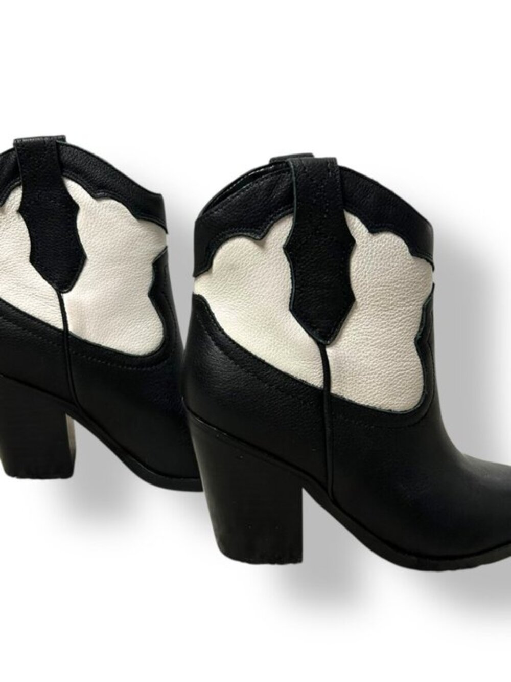 Marc Fisher Ltd Gona Western Booties Black White Western Pointed Toe Sz 6.5